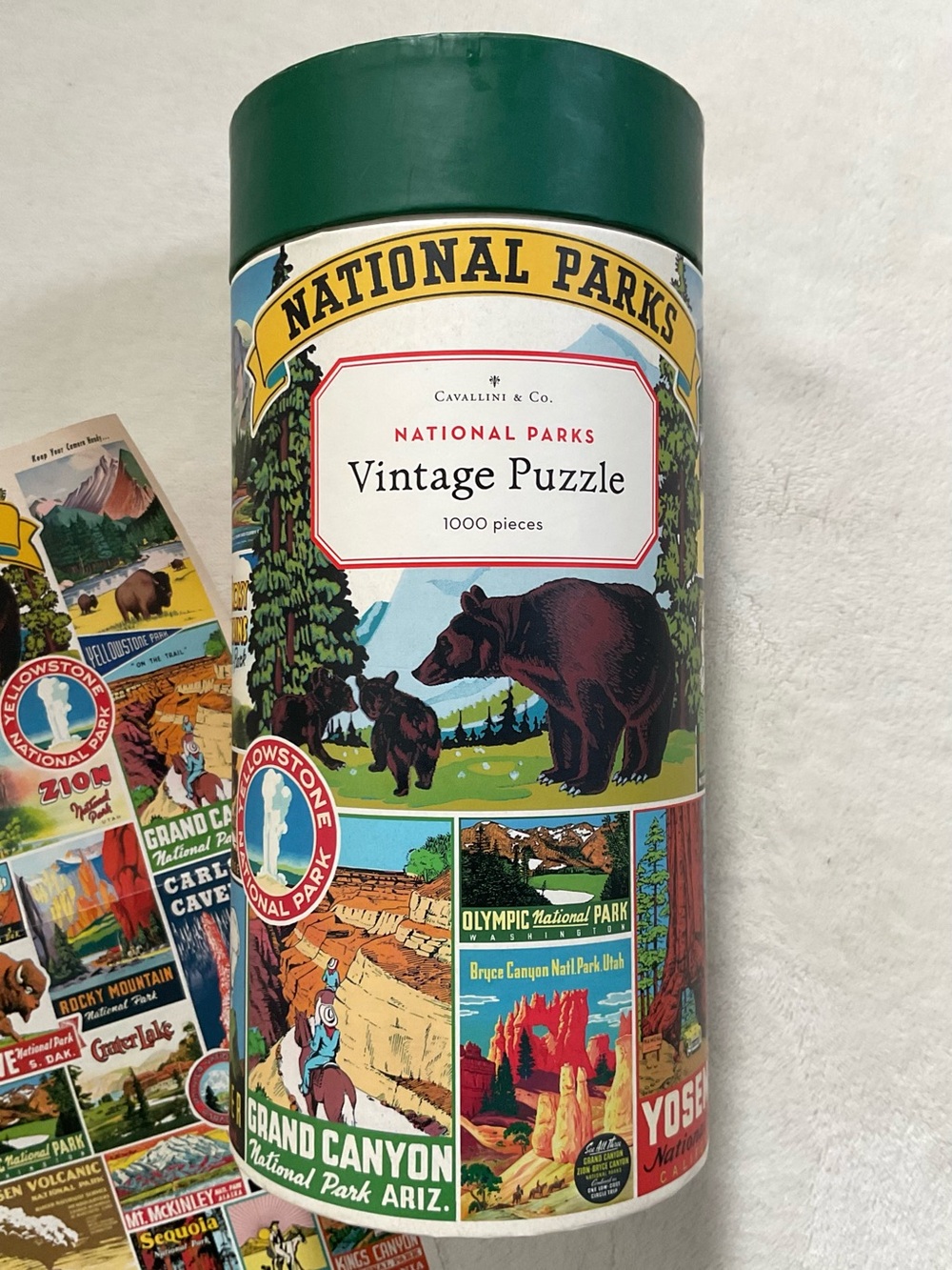 Cavallini National Parks Vintage 1000 Piece Puzzle Complete Poster Bag